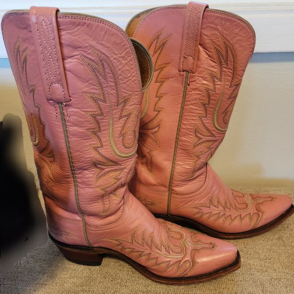 Vintage Pink Lucchese Cowboy Boots - Size 7 1/2 - Picture 1 of 9